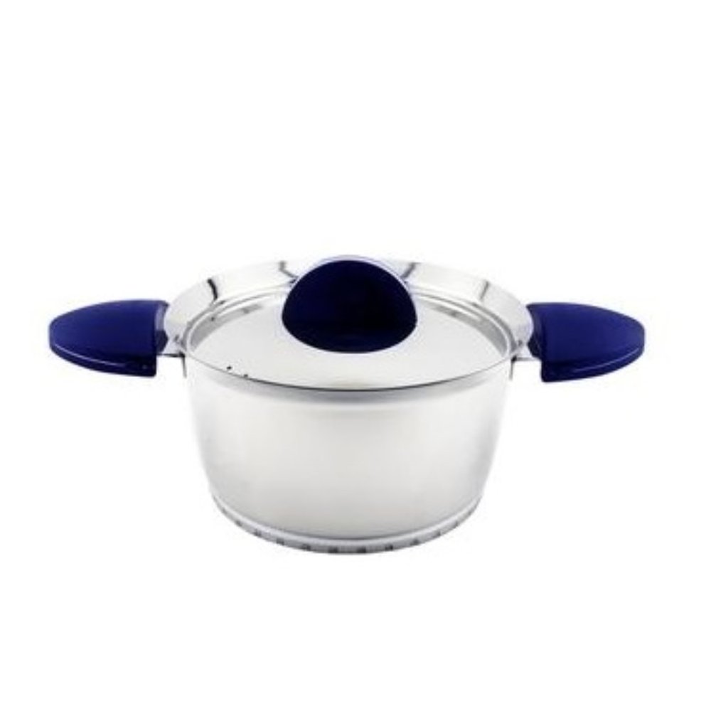 NIB BergHOFF Stacca Stainless Steel 7 Covered Casserole Dish Blue 3QT $100 SH13